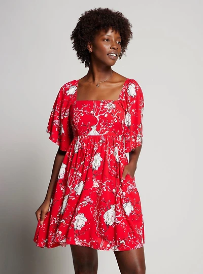 Disney Big Hero 6 Baymax Floral Allover Print Empire Waist Dress - BoxLunch Exclusive