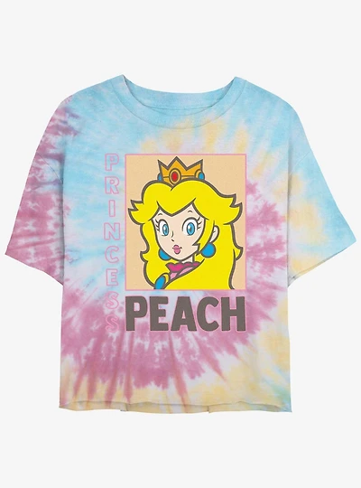 Nintendo Princess Peach Poster Womens Tie-Dye Crop T-Shirt