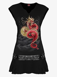 Spiral Shenlong Stud Waist Mini Dress