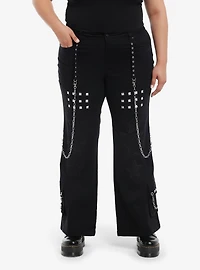 Star Patch Studs Grommet Chain Pants Plus Size