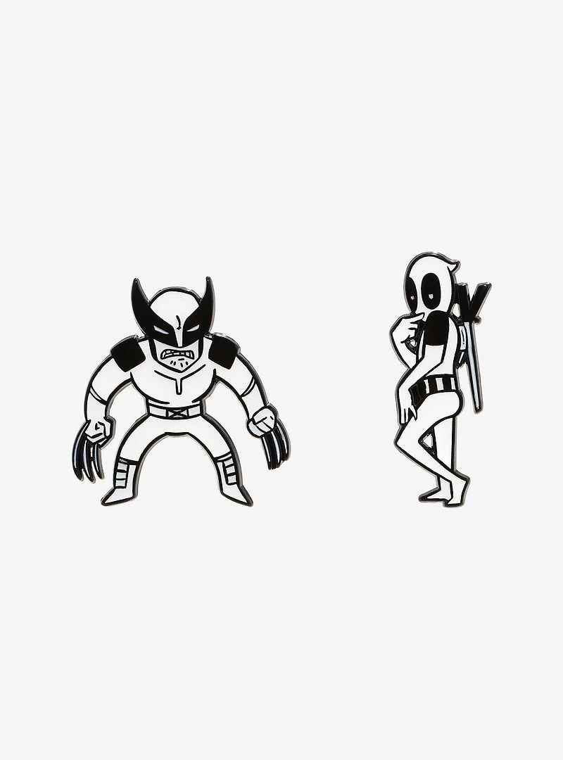 Marvel Deadpool & Wolverine Black & White Duo Enamel Pin Set