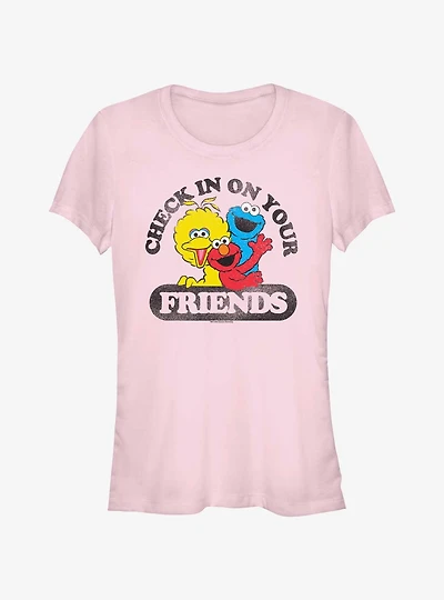 Sesame Street Check In On Your Friends Big Bird Cookie Monster and Elmo Girls T-Shirt