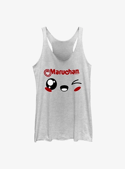 Maruchan Kawaii Wink Face Girls Raw Edge Tank