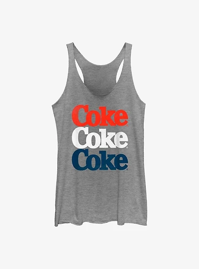 Coca-Cola Coke Americana Three Stack Girls Raw Edge Tank