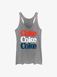 Coca-Cola Coke Americana Three Stack Girls Raw Edge Tank