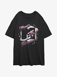 MTV Planet Logo Womens Oversized T-Shirt
