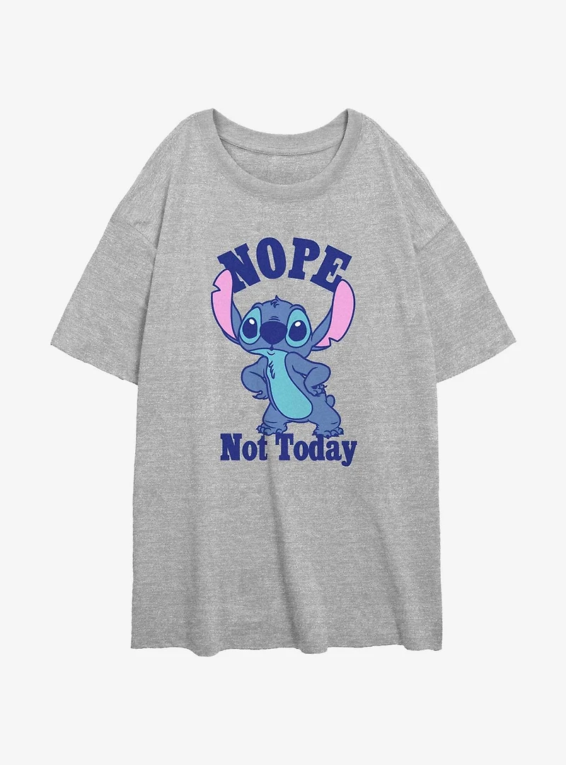 Disney Lilo & Stitch Nope Not Today Womens Oversized T-Shirt