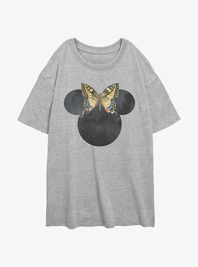 Disney Minnie Mouse Butterfly Bow Womens Oversized T-Shirt