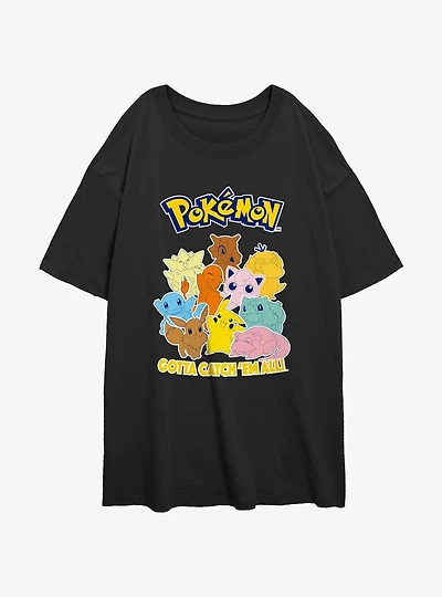 Pokemon Catch Em All Womens Oversized T-Shirt