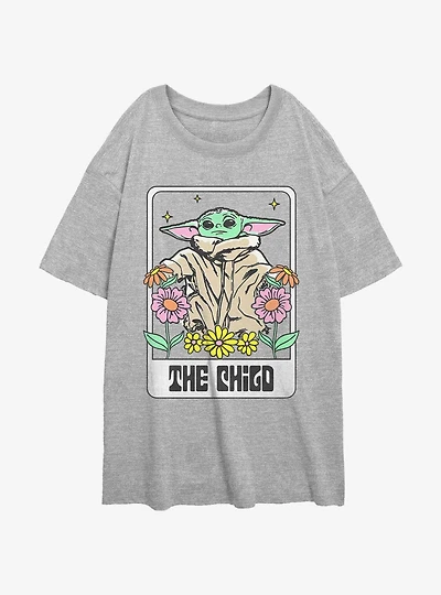 Star Wars The Mandalorian Child Floral Womens Oversized T-Shirt