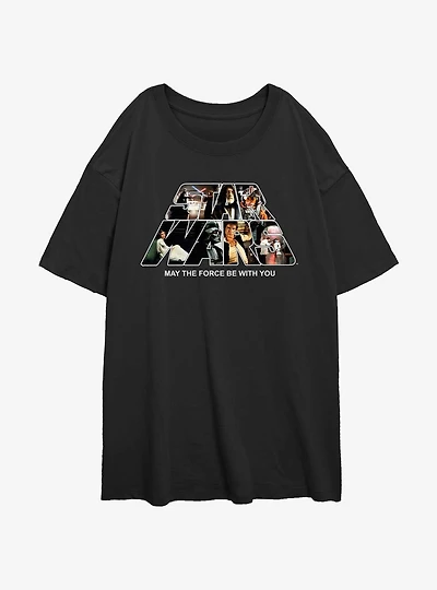 Star Wars Logo Fun Womens Oversized T-Shirt