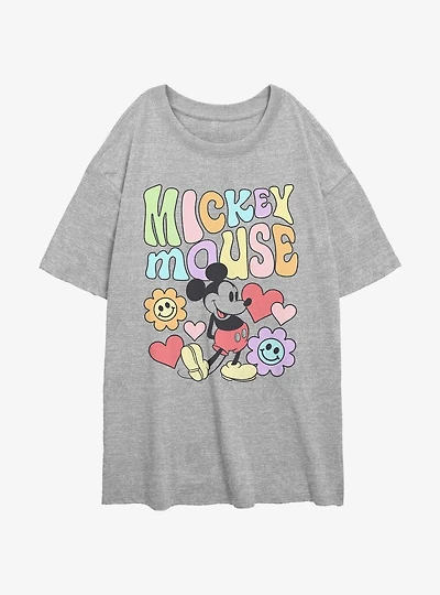 Disney Mickey Mouse Floral Womens Oversized T-Shirt