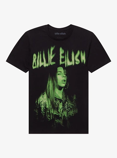 Billie Eilish Green Jumbo Portrait Boyfriend Fit Girls T-Shirt