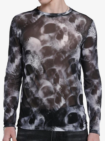 Skull Mesh Long-Sleeve T-Shirt