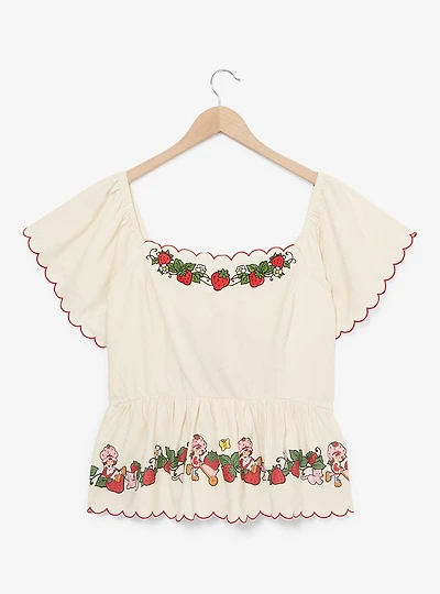 Strawberry Shortcake Ruffled Tie-Back Women's Plus Blouse - BoxLunch Exclusive