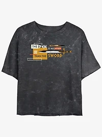 Disney Percy Jackson And The Olympians The Pen Is Mightier Than The Sword Mineral Wash Girls Crop T-Shirt