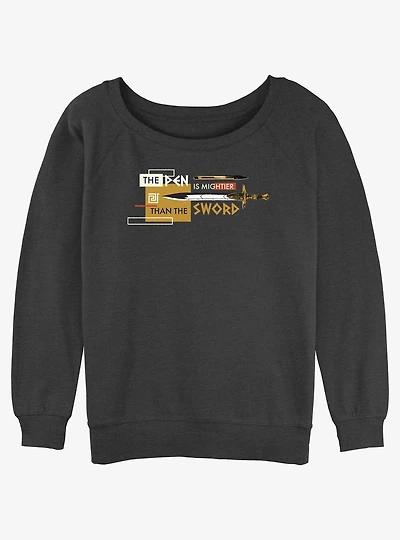 Disney Percy Jackson And The Olympians The Pen Is Mightier Than The Sword Girls Slouchy Sweatshirt