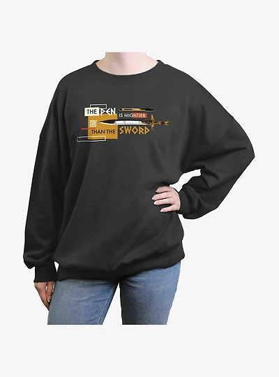 Disney Percy Jackson And The Olympians The Pen Is Mightier Than The Sword Girls Oversized Sweatshirt