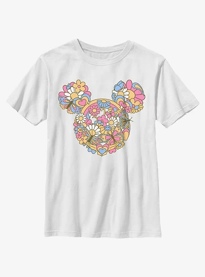 Disney Mickey Mouse Floral Head Youth T-Shirt