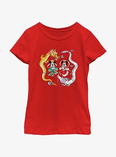 Disney Mickey Mouse Minnie And Dragons Girls Youth T-Shirt