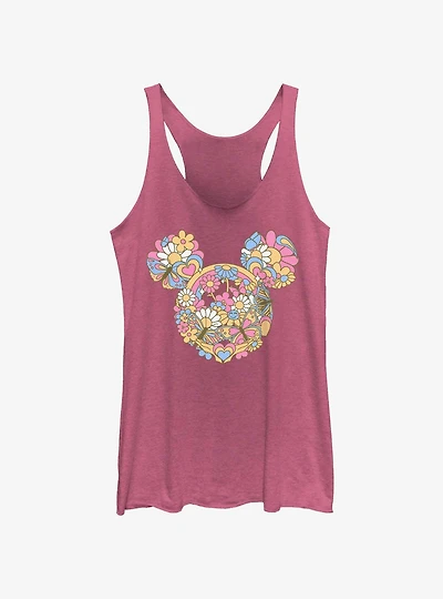 Disney Mickey Mouse Floral Head Womens Tank Top