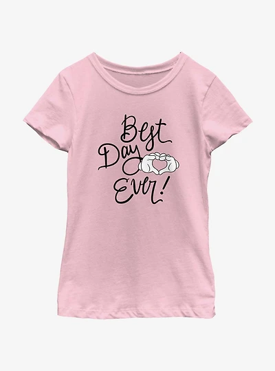 Disney Mickey Mouse Best Day Ever Hands Girls Youth T-Shirt