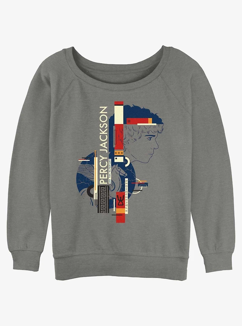 Disney Percy Jackson And The Olympians Pegasus Geometric Womens Slouchy Sweatshirt
