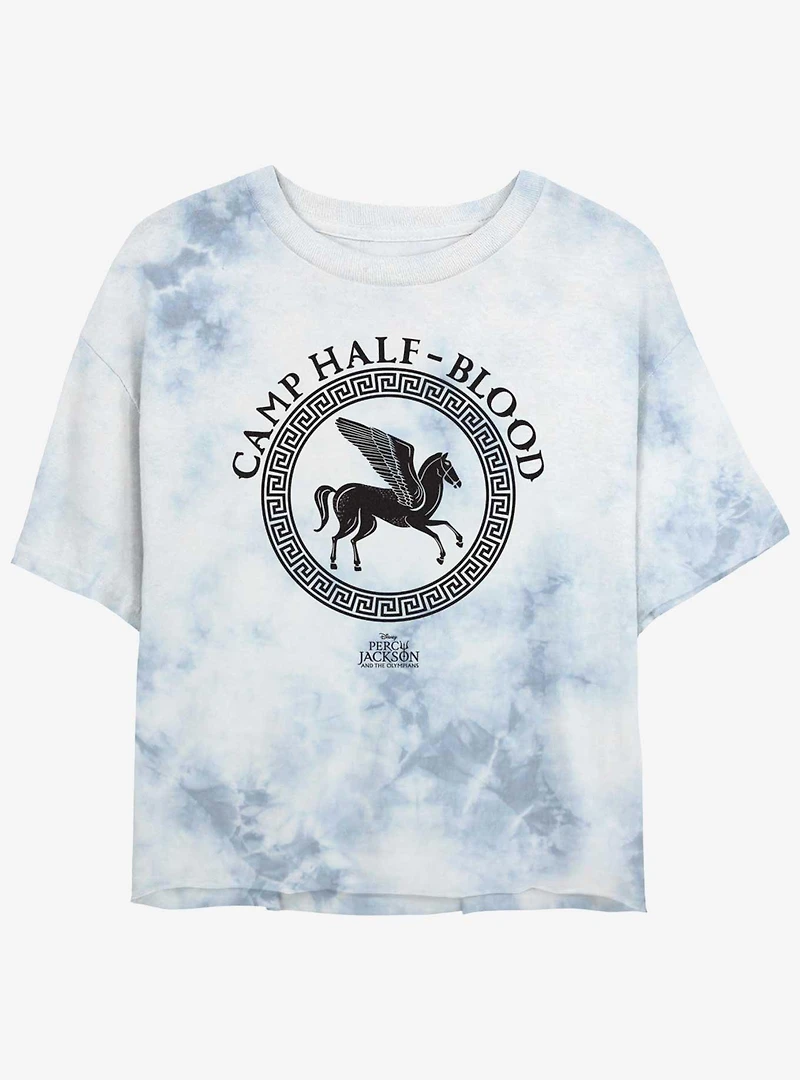 Disney Percy Jackson And The Olympians Camp Half Blood Logo Tie Dye Crop Girls T-Shirt