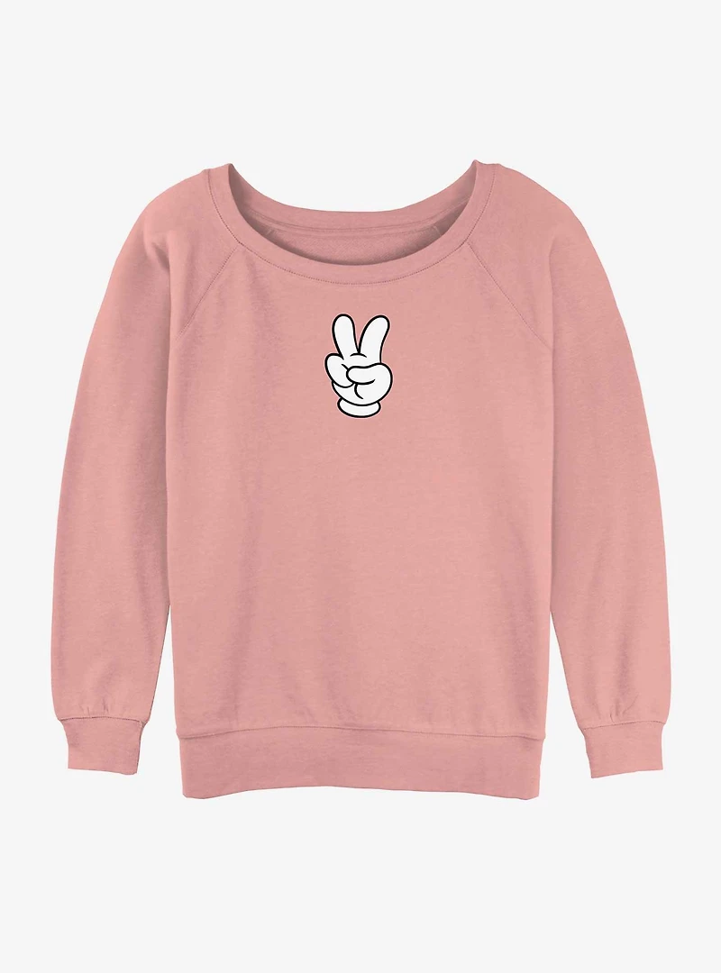 Disney Mickey Mouse Peace Hand Womens Slouchy Sweatshirt