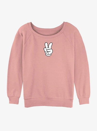 Disney Mickey Mouse Peace Hand Womens Slouchy Sweatshirt