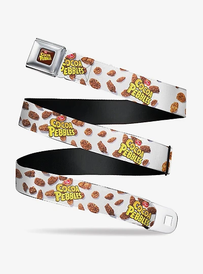 The Flintstones Post Cocoa Pebbles Logo And Cereal Scattered Seatbelt Belt