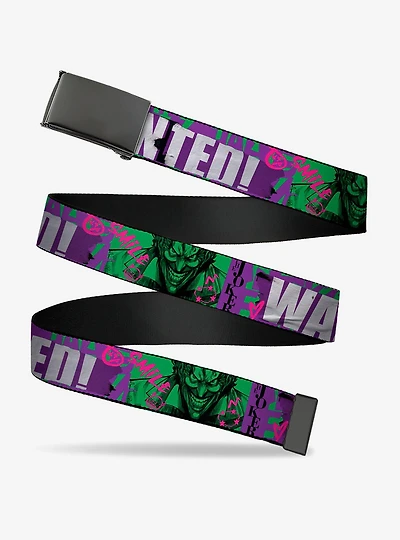 DC Comics The Joker Wanted Smiling Pose And Graffitis Flip Web Belt