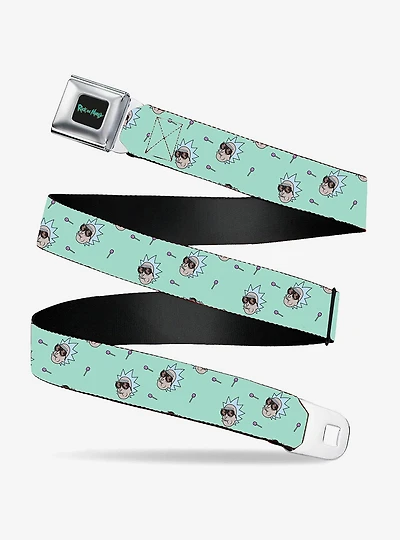 Rick And Morty Rick Lollipop Pose Teal Seatbelt Belt