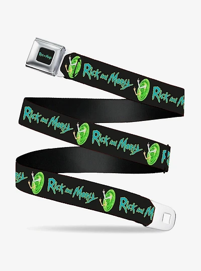 Rick And Morty Title Logo And Middle Finger Portal Jump Seatbelt Belt