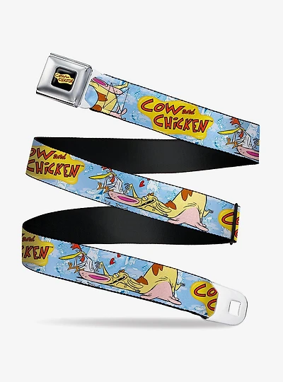 Cow And Chicken Title Logo And Character Poses Seatbelt Belt