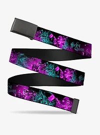 DC Comics Harley Quinn Pow Aiming Poses Joker Turquoise Fuchsia Flip Web Belt