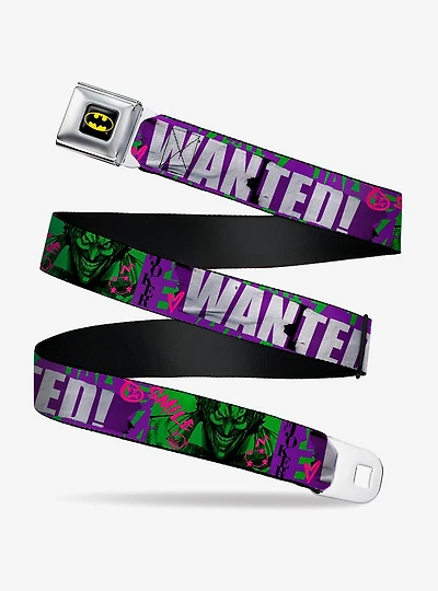DC Comics The Joker Wanted Smiling Pose And Graffiti Seatbelt Belt