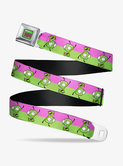 Invader Zim GIR Drinking Pose Stripe Purple Seatbelt Belt