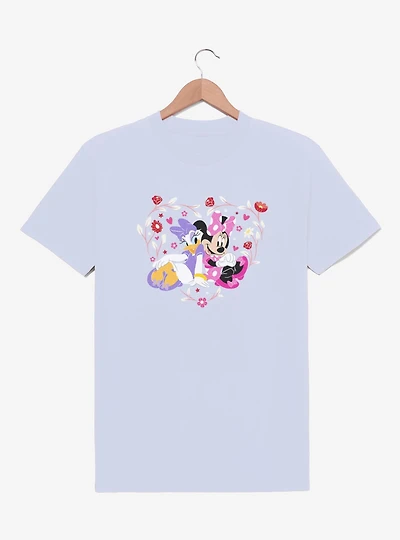 Disney Mickey Mouse Minnie And Daisy Flowers Heart T-Shirt
