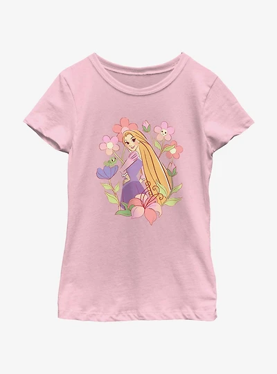 Disney Princesses Rapunzel And Pascal With Flowers Youth Girls T-Shirt