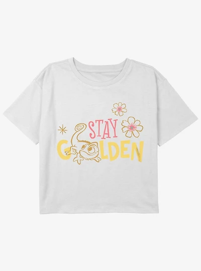 Disney Princesses Pascal Stay Golden Youth Girls Boxy Crop T-Shirt