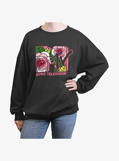 MTV Floral Logo Girls Oversized Sweatshirt