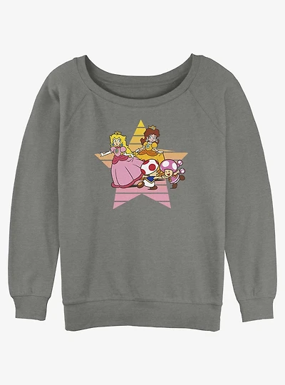 Nintendo Princess Peach & Daisy Star Girls Slouchy Sweatshirt