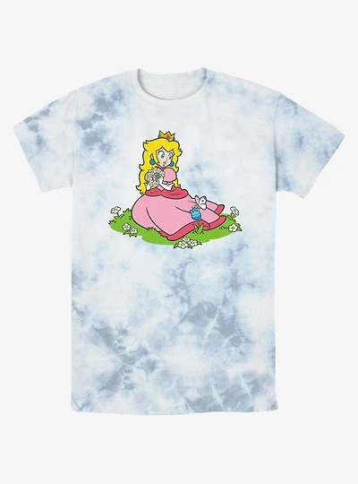 Nintendo Peach And A Butterfly Girls Tie-Dye Crop T-Shirt