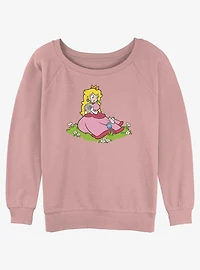 Nintendo Peach And A Butterfly Girls Slouchy Sweatshirt