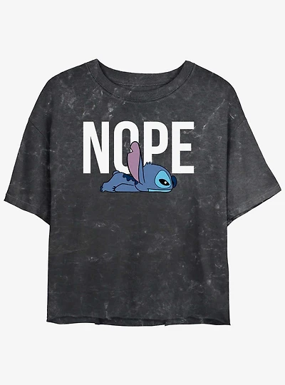 Disney Lilo & Stitch Nope Stitch Girls Mineral Wash Crop T-Shirt