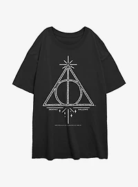 Harry Potter Deathly Hallows Symbol Girls Oversized T-Shirt