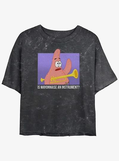 Spongebob Squarepants Patrick Is Mayonnaise An Instrument Womens Mineral Wash Crop T-Shirt