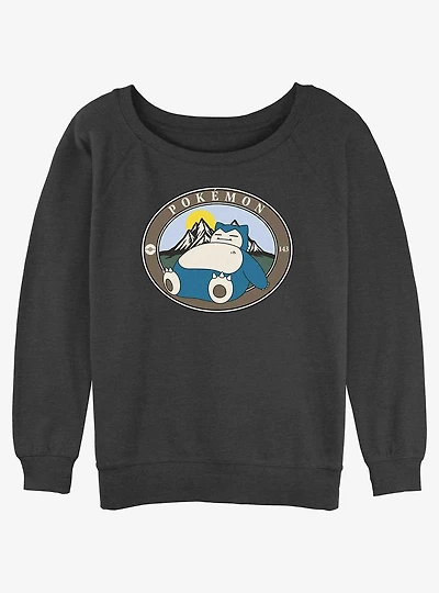 Pokemon Sleepy Snorlax Womens Slouchy Sweatshirt