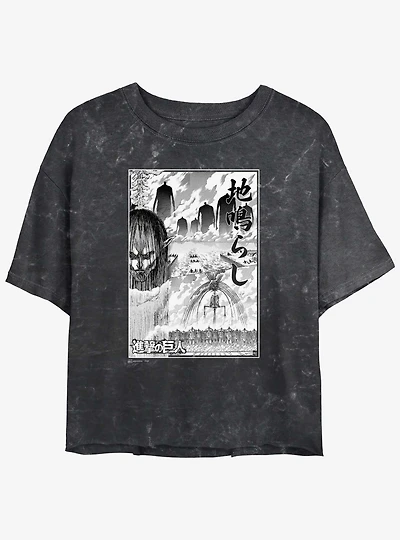 Attack on Titan The Rumbling Poster Womens Mineral Wash Crop T-Shirt